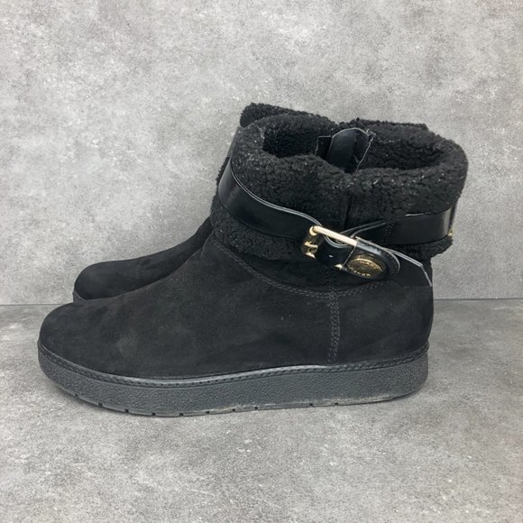 Marc Fisher Belles 2 Suede Faux Fur Ankle Boot, Black, Women's 9 - Picture 4 of 9